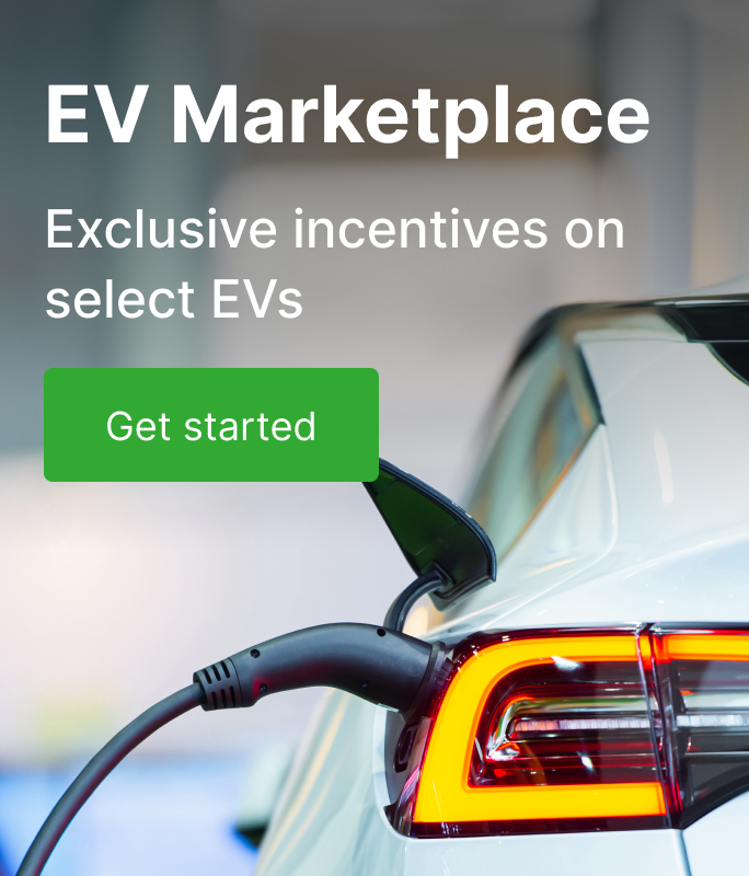 An ad that says EV Marketplace, exclusive incentives on select EVs. Click to get started.