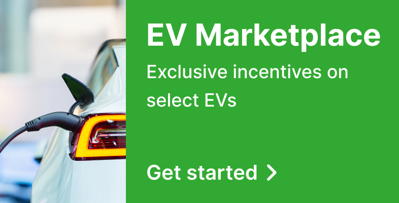 An ad that says EV Marketplace, exclusive incentives on select EVs. Click to get started.