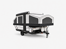 A modern pop-up camper trailer